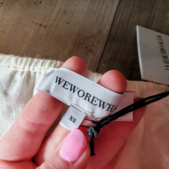 NWT WEWOREWHAT Women's Cream Colored Babydoll Crop Top Blouse Size XS - Picture 16 of 16